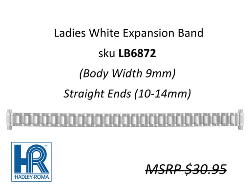 LB6872 Ladies 9mm Wide Expansion Watch Band White - Default Title
