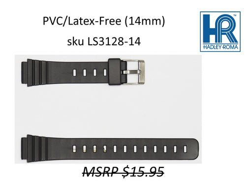 LS3128 Black PVC/Latex-Free Watch Strap 14mm - Default Title