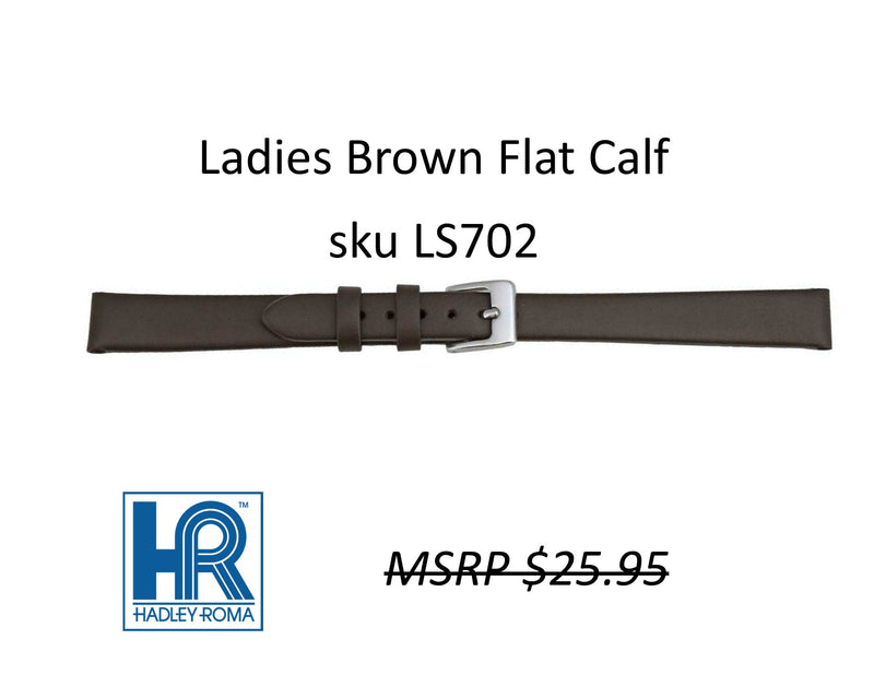 LS702 Flat Calf Watch Strap - 6mm - Brown