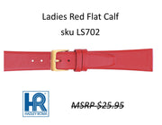 LS702 Flat Calf Watch Strap - 8mm - Red