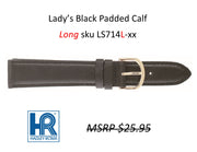 LS714L Padded Calf Watch Strap LONG - 12mm - Black