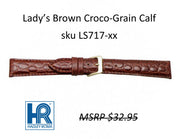 LS717 Croco-Grain Calf Watch Strap - 10mm - Brown