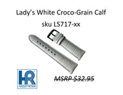 LS717 Croco-Grain Calf Watch Strap - 12mm - White