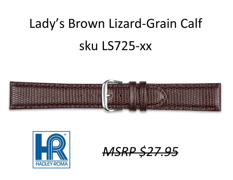 LS725 Java Lizard Grain Watch Strap - 10mm - Brown