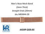 MB3844 Men's 3.0mm Mesh Watch Band Rose - 20mm