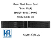 MB3848 Men's 3.0mm Mesh Watch Band Black - 18mm