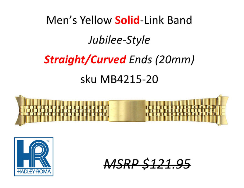 MB4215 Men's Jubilee-Style Solid-Link Band Yellow (Curved-End) - Default Title