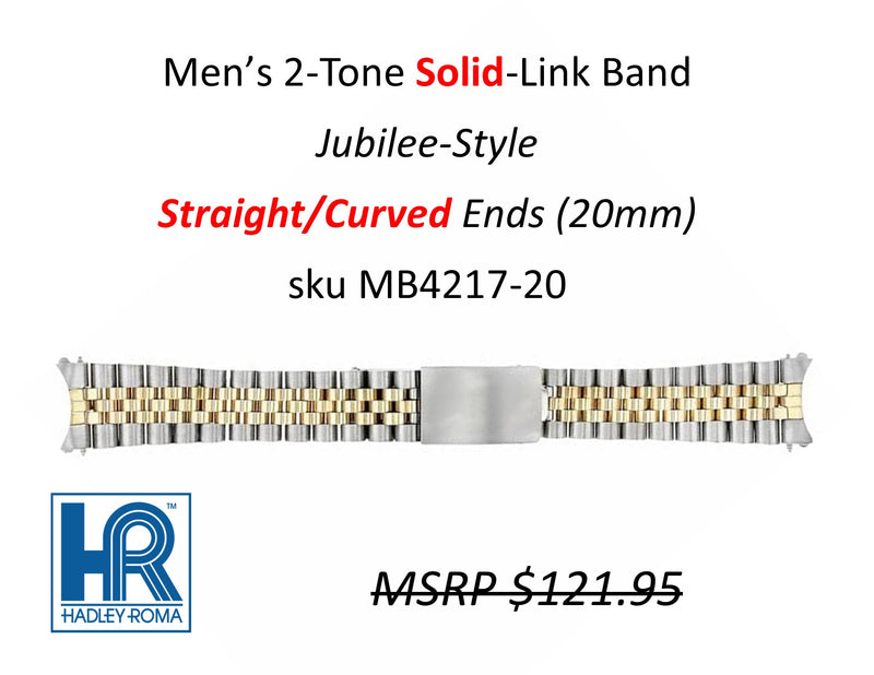 MB4217 Men's Jubilee-Style Solid-Link Band Two-Tone (Curved-End) - Default Title