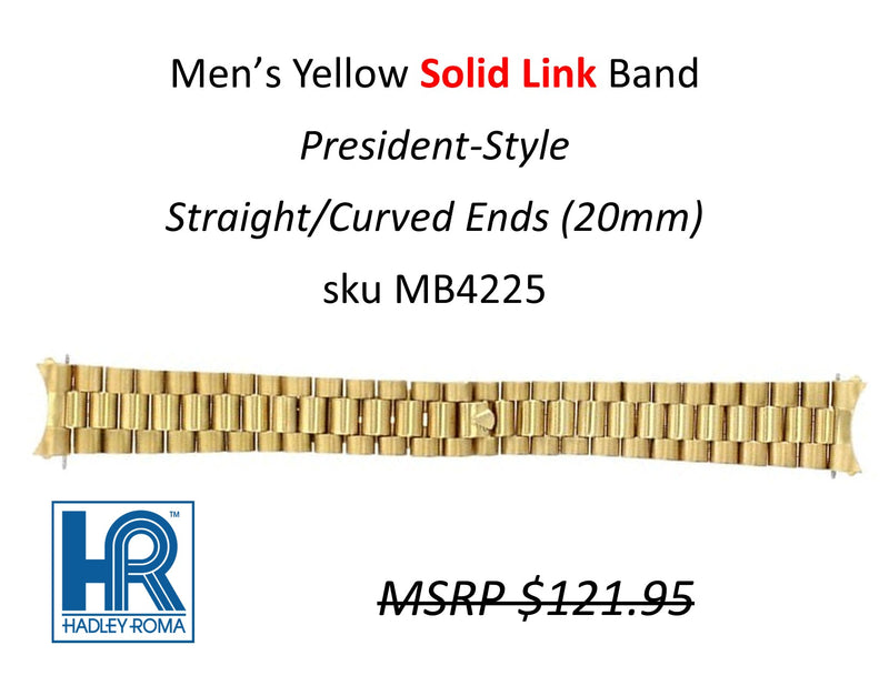 MB4225 Men's President-Style Solid-Link Band Yellow (Curved-End) - Default Title