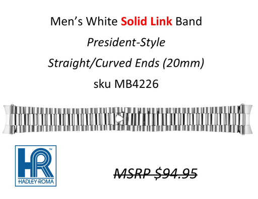 MB4226 Men's President-Style Solid-Link Band White (Curved-End) - Default Title