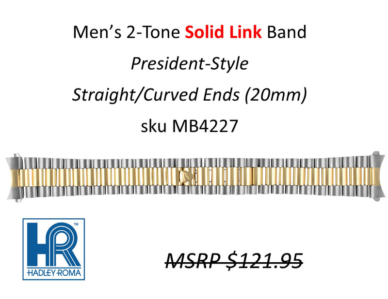 MB4227 Men's President-Style Solid-Link Band Two-Tone (Curved-End) - Default Title