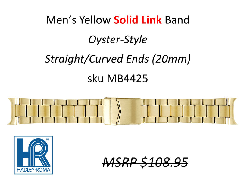 MB4425 Men's Oyster-Style Solid-Link Band Yellow (Curved-End) - Default Title
