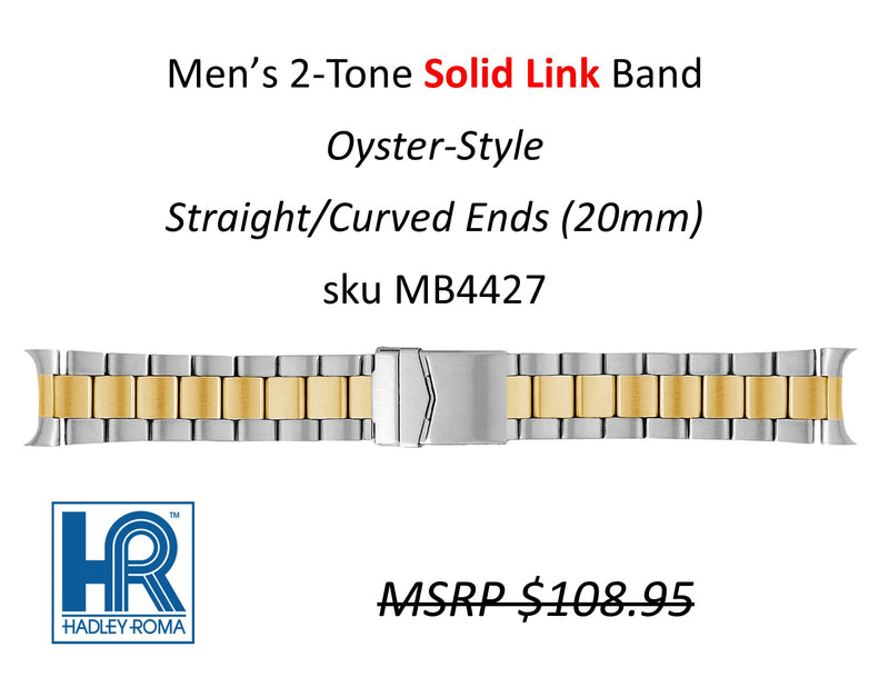 MB4427 Men's Oyster-Style Solid-Link Band Two-Tone (Curved-End) - Default Title