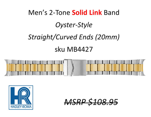 MB4427 Men's Oyster-Style Solid-Link Band Two-Tone (Curved-End) - Default Title
