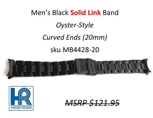 MB4428 Men's Oyster-Style Solid-Link Band Black (Curved-End) - Default Title