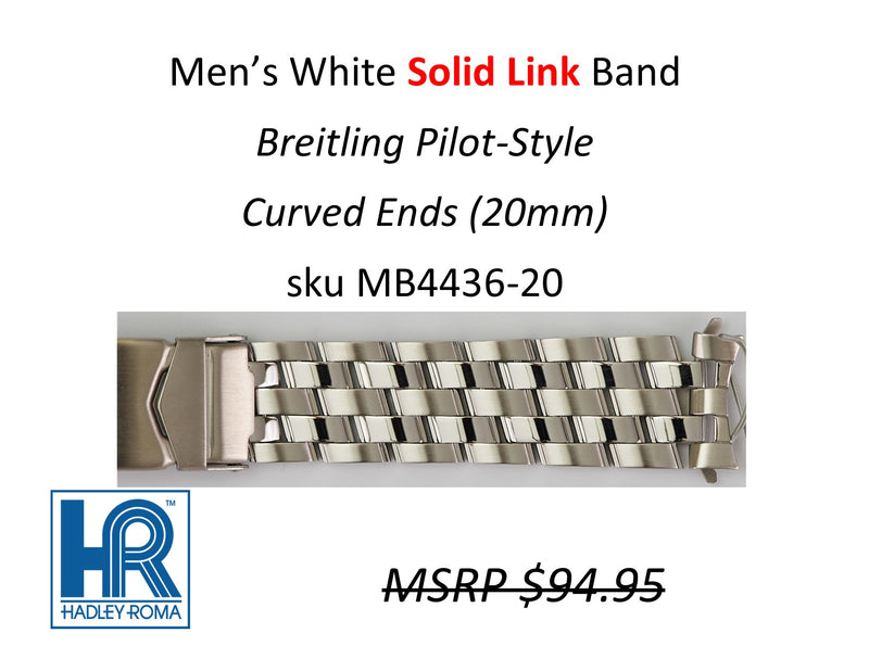 MB4436 Men's Breitling Pilot-Style Watch Band White (Curved-End) - Default Title