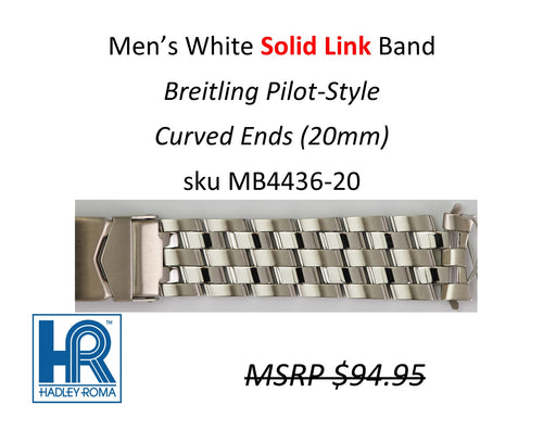 MB4436 Men's Breitling Pilot-Style Watch Band White (Curved-End) - Default Title