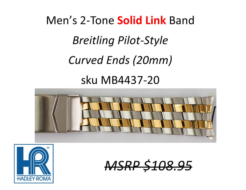 MB4437 Men's Breitling Pilot-Style Watch Band Two-Tone (Curved-End) - Default Title
