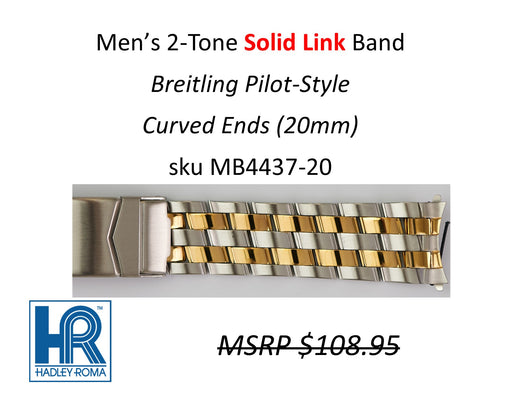 MB4437 Men's Breitling Pilot-Style Watch Band Two-Tone (Curved-End) - Default Title
