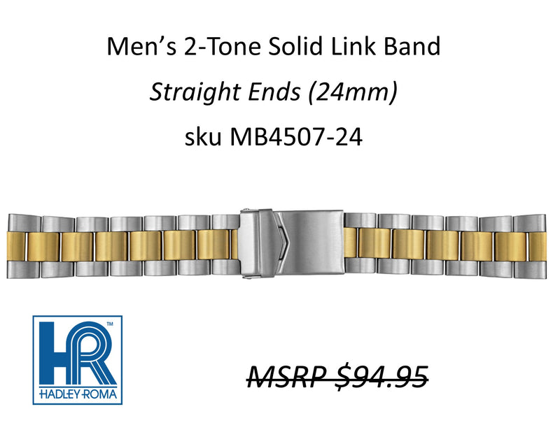 MB4507 Men's Solid Link Watch Band Two-Tone - 24mm