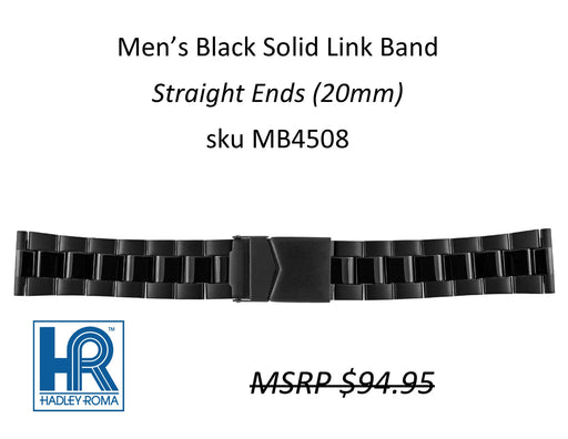 MB4508 Men's Solid Link Watch Band Black - Default Title