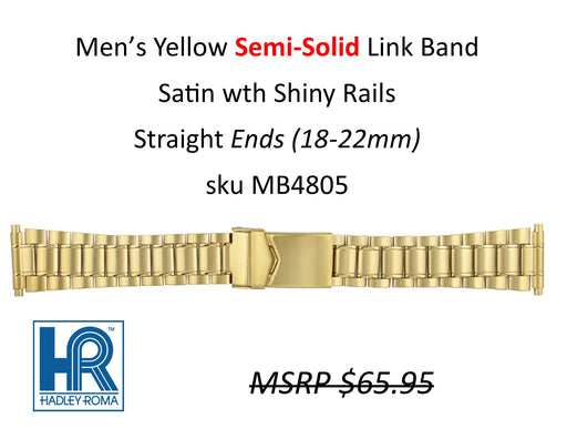 MB4805 Men's Semi-Solid Link Watch Band Yellow - Default Title