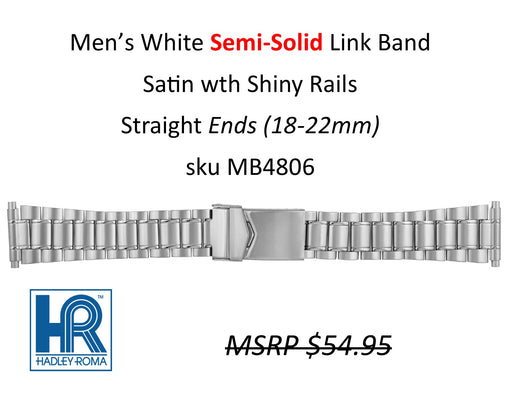 MB4806 Men's Semi-Solid Link Watch Band White - Default Title