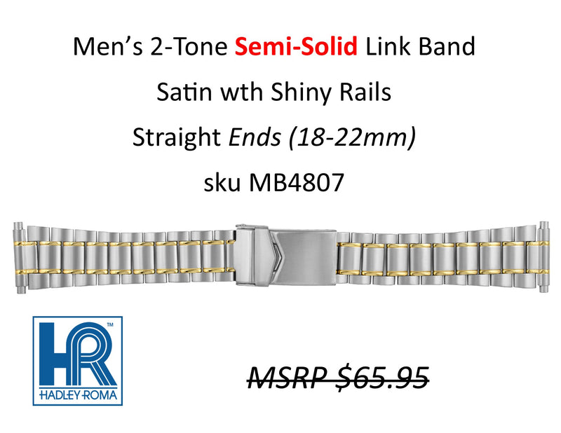 MB4807 Men's Semi-Solid Link Watch Band Two-Tone - Default Title