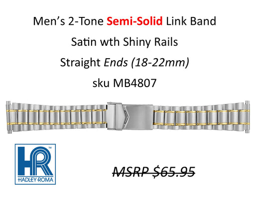 MB4807 Men's Semi-Solid Link Watch Band Two-Tone - Default Title