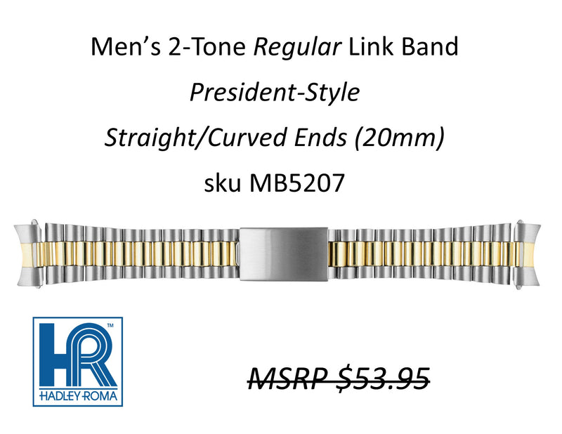 MB5207 Men's President-Style Watch Band Two-Tone (Curved-End) - Default Title
