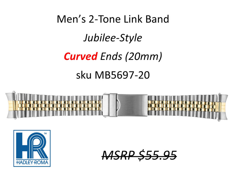 MB5697 Men's Jubilee-Style Watch Band Two-Tone (Curved-End) - Default Title