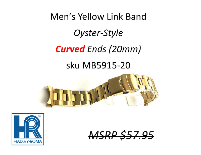 MB5915 Men's Oyster-Style Watch Band Yellow (Curved-End) - Default Title