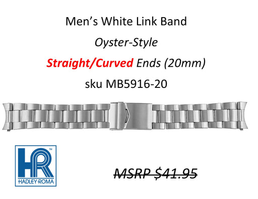 MB5916 Men's Oyster-Style Watch Band White (Curved-End) - Default Title