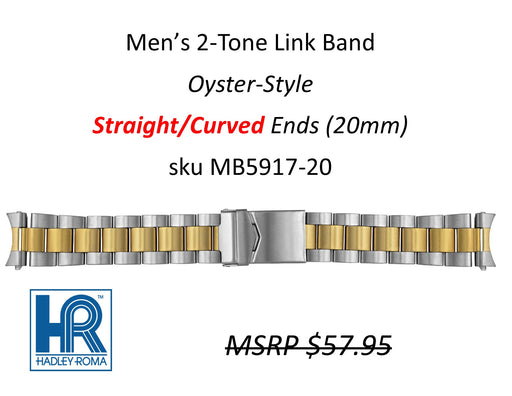MB5917 Men's Oyster-Style Watch Band Two-Tone (Curved-End) - Default Title
