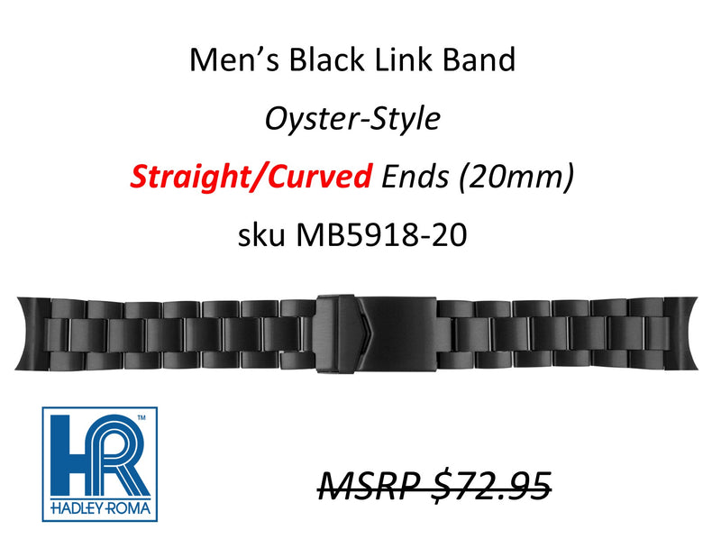 MB5918 Men's Oyster-Style Watch Band Black (Curved-End) - Default Title