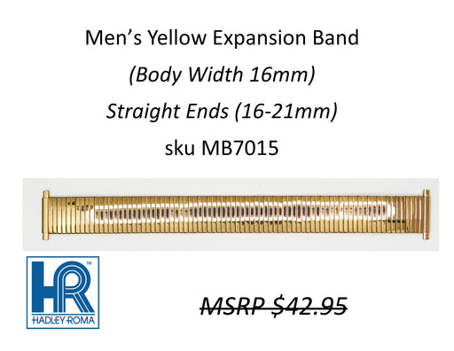 MB7015 Men's 16mm Wide Expansion Watch Band Yellow - Default Title