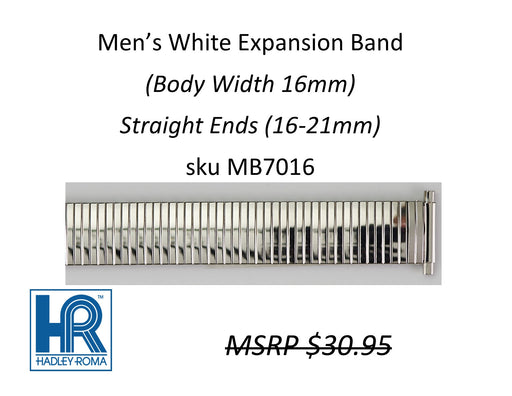 MB7016 Men's 16mm Wide Expansion Watch Band White - Default Title