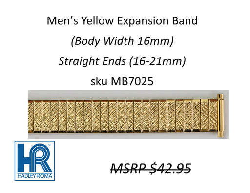 MB7025 Men's 16mm Wide Expansion Watch Band Yellow - Default Title