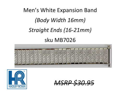 MB7026 Men's 16mm Wide Expansion Watch Band White - Default Title