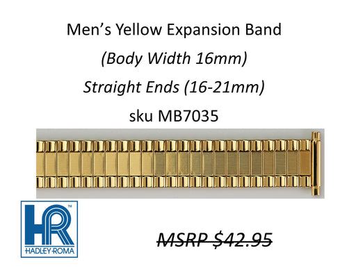 MB7035 Men's 16mm Wide Expansion Watch Band Yellow - Default Title