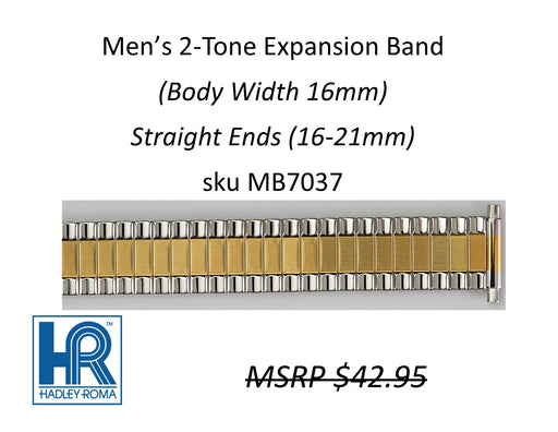 MB7037 Men's 16mm Wide Expansion Watch Band Two-Tone - Default Title