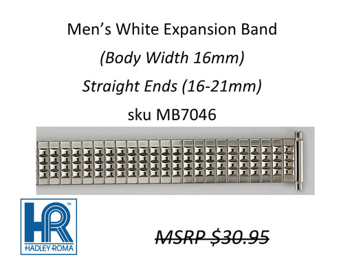 MB7046 Men's 16mm Wide Expansion Watch Band White - Default Title