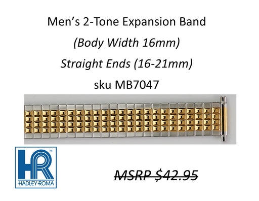 MB7047 Men's 16mm Wide Expansion Watch Band Two-Tone - Default Title