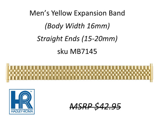 MB7145 Men's 16mm Wide Expansion Watch Band Yellow - Default Title