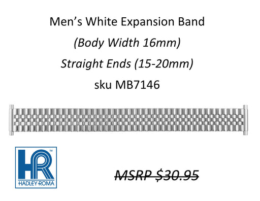MB7146 Men's 16mm Wide Expansion Watch Band White - Default Title