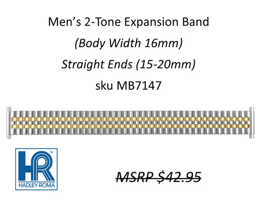 MB7147 Men's 16mm Wide Expansion Watch Band Two-Tone - Default Title