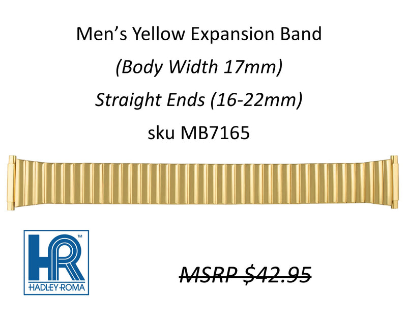 MB7165 Men's 16mm Wide Expansion Watch Band Yellow - Default Title