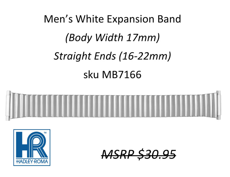 MB7166 Men's 16mm Wide Expansion Watch Band White - Default Title
