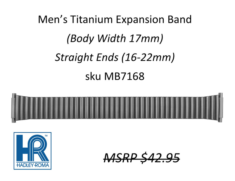 MB7168 Men's 16mm Wide Expansion Watch Band Titanium - Default Title