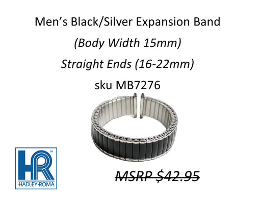 MB7276 Men's 15mm Wide Expansion Watch Band Black/White - Default Title